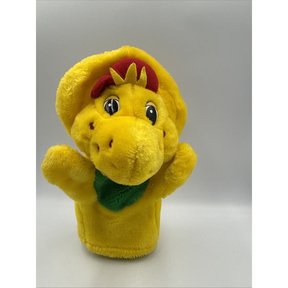 Vintage 90's "BJ" Barney The Dinosaur Finger Hand Puppet Yellow Lyons Plush